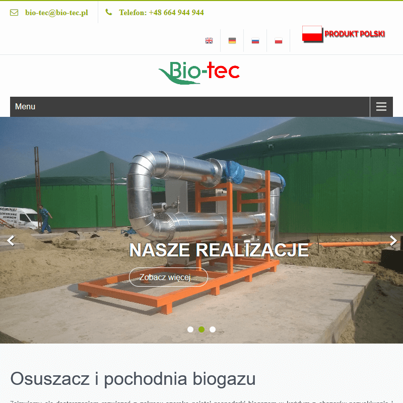 System osuszania biogazu